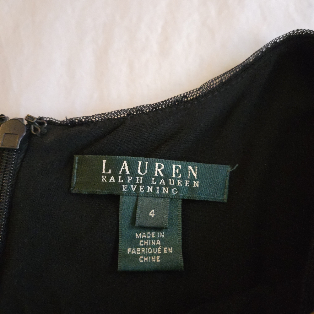 Lauren Ralph Lauren Black Sequin Cocktail Dress Long Sleeve Evening MI3 - Picture 3 of 13